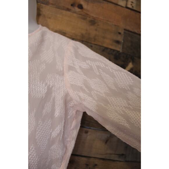 SALE-The Limited women's peach sheer long sleeve patterned top size medium - Picture 5 of 12